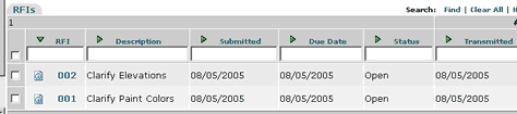RFI Log for Click In